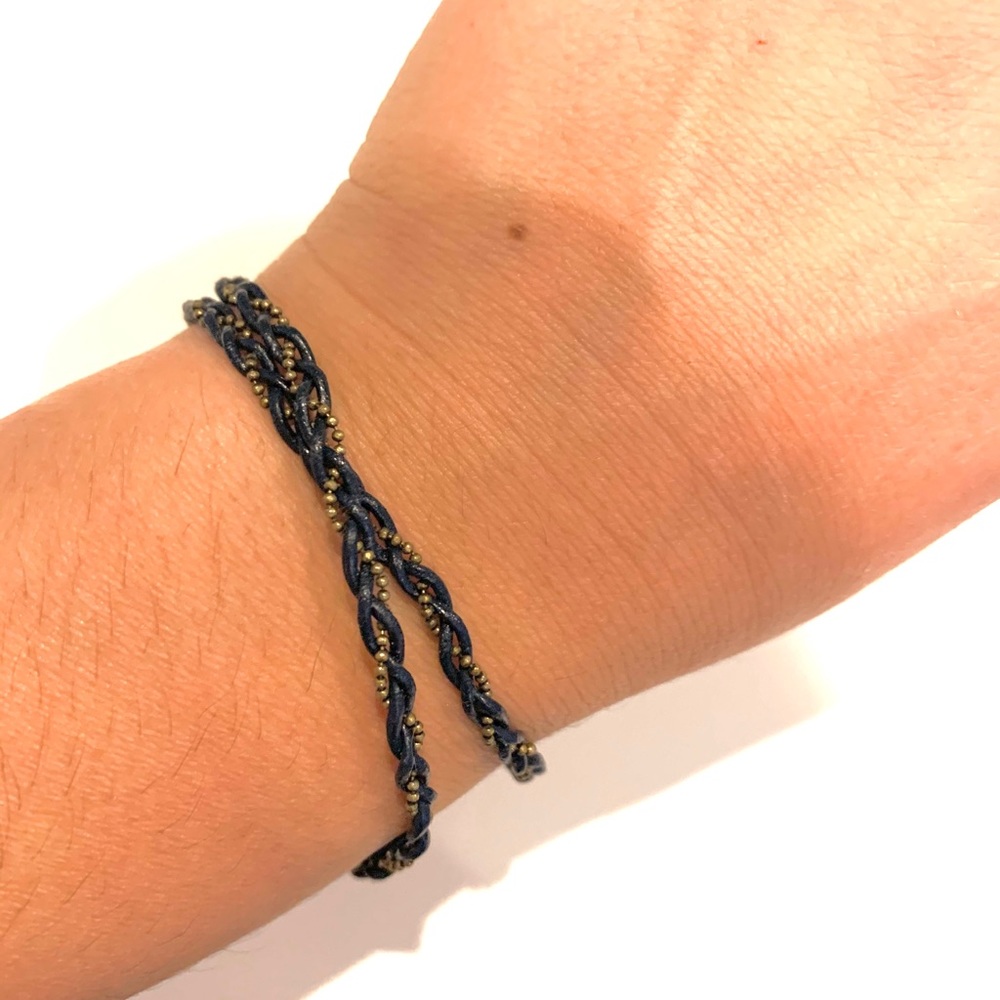 Braided Leather Double Wrap Bracelet